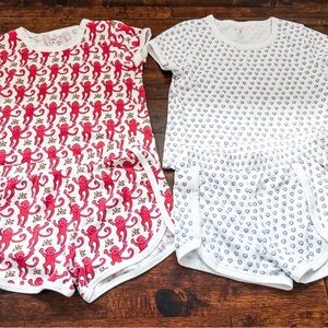 Roller Rabbit Pink and White Monkey Pajama Set